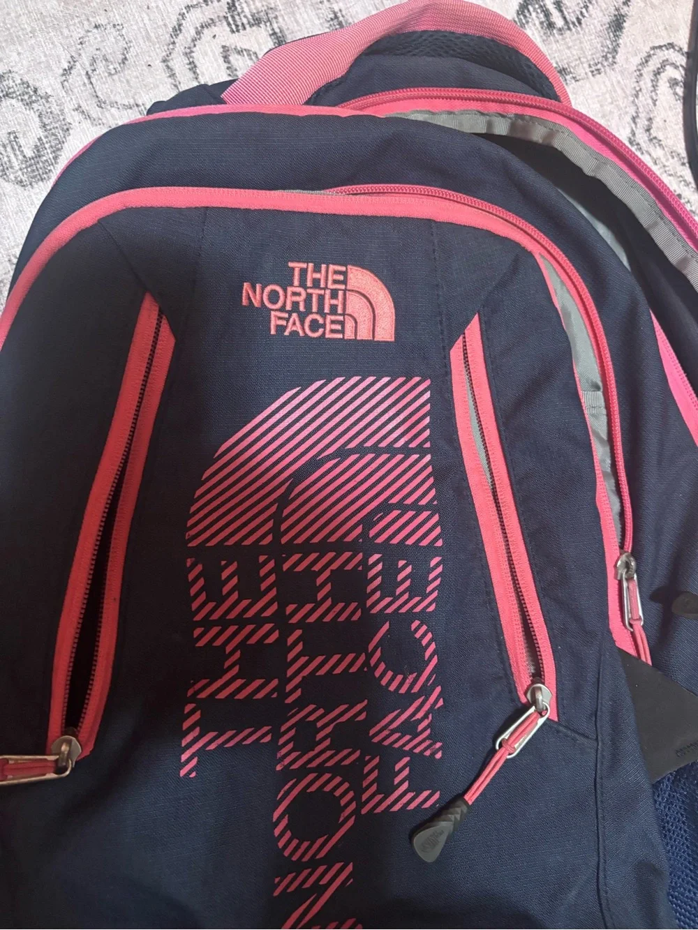 The North Face Navy and Pink Women's Backpack